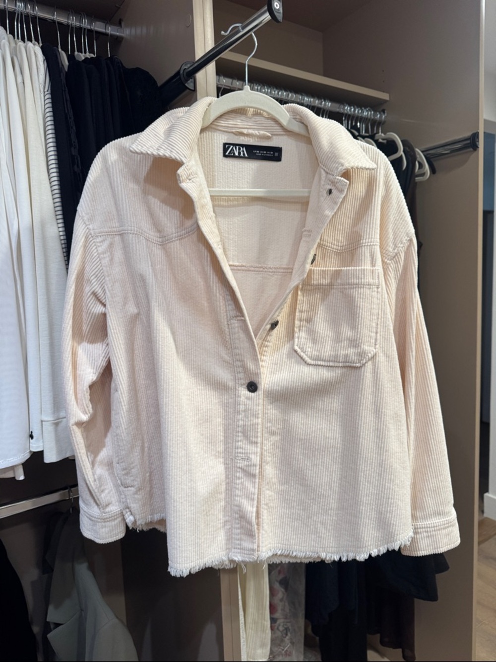 Zara Light Cream Corduroy Shacket